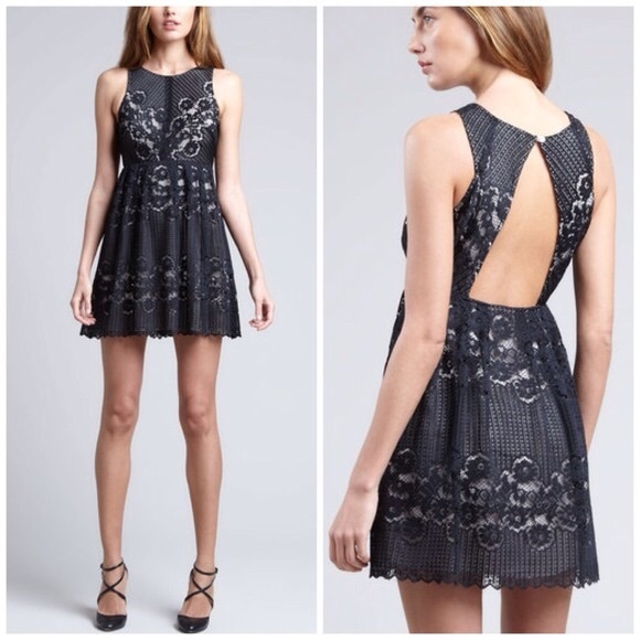 Free People Dresses & Skirts - Free People Rocco Open- Back Lace Dress Size 8